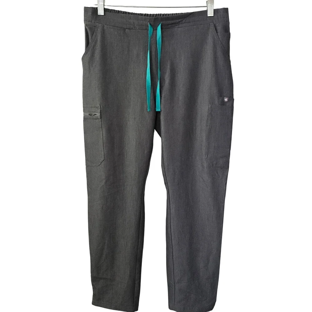 FIGS Technical Collection Scrub Pants Womens Medium Gray Cargo TW2000 Drawstring